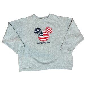 Vintage Walt Disney World USA Flag Mickey Mouse Sweatshirt Crewneck Size XXL